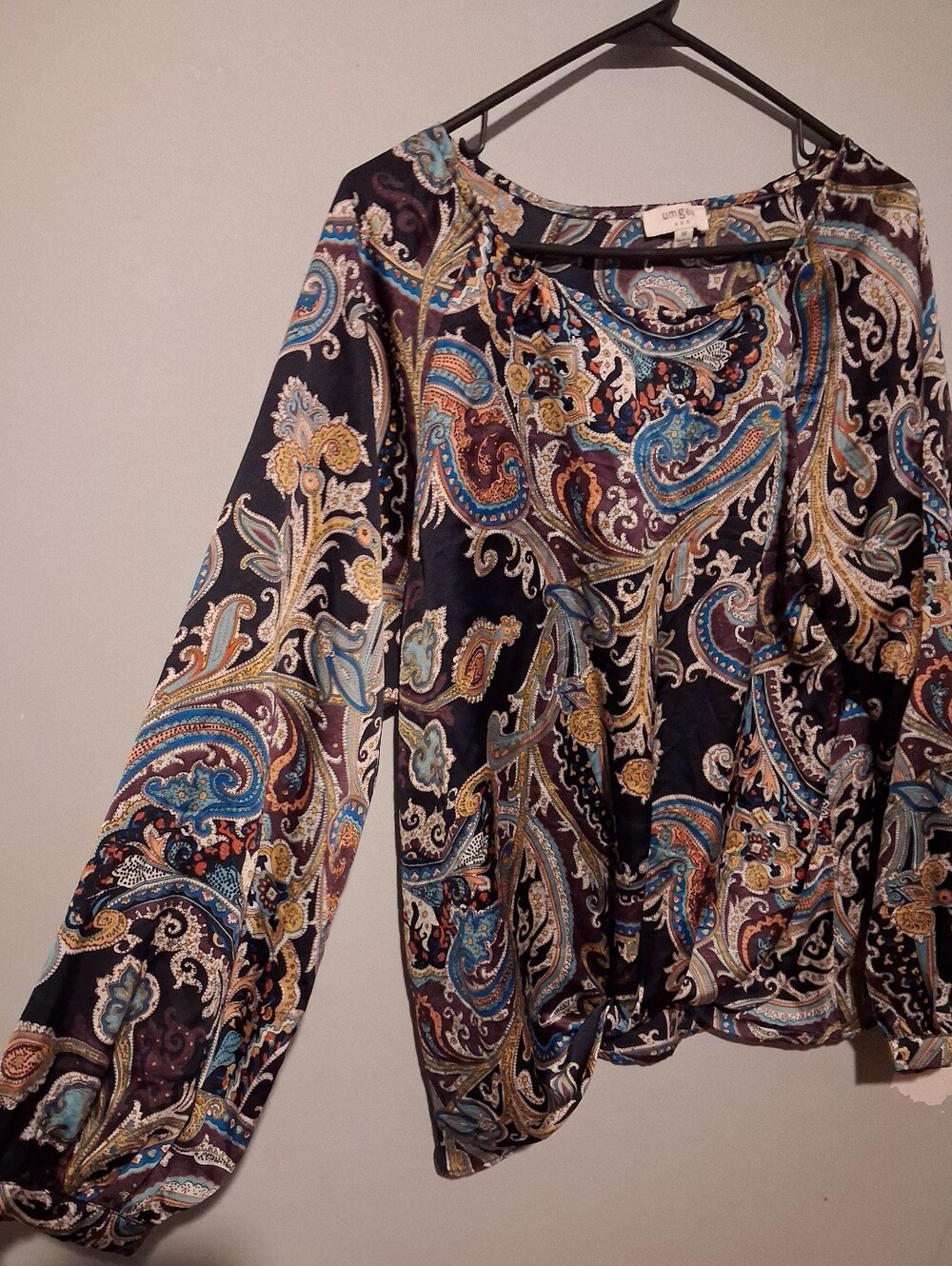Umgee Blouse Top Medium Paisley Whimsigoth Boho Peasant Preppy Office Career Y2K